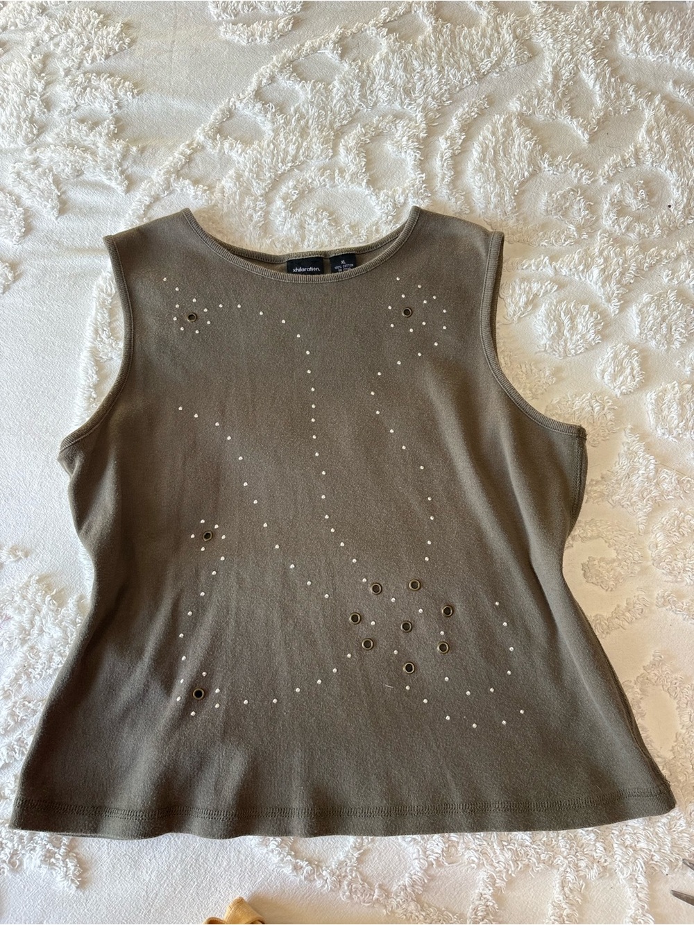 Y2K Xhilaration Olive Green Studded Sleeveless Tank Top